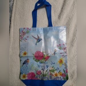 Floral Hummingbird Tote Bag - Blue